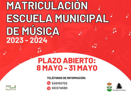 Abierto el periodo de matriculación en la Escuela Municipal de Música