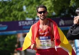 Álvaro Martín, tras cruzar la línea de meta