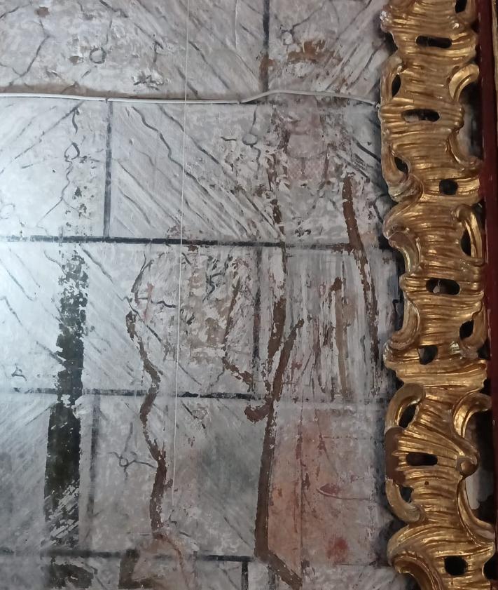 Imagen secundaria 2 - Salen a la luz pinturas del siglo XV en el retablo de la iglesia de Santiago