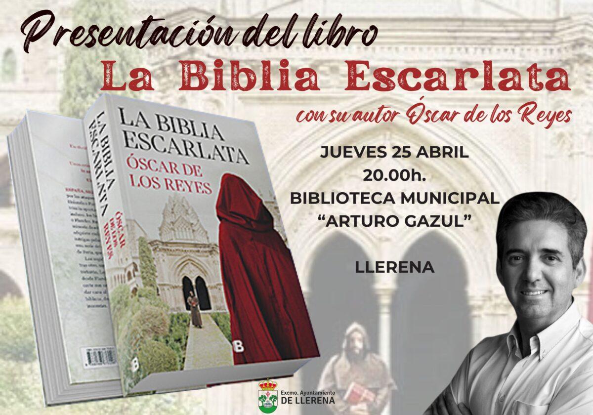 Óscar de los Reyes presenta en Llerena su novela 'La Biblia Escarlata'