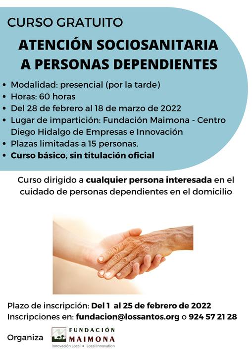 Cartel del curso de atención socio sanitaria a personas dependientes 