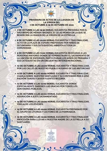 Cartel con los actos de cada día 