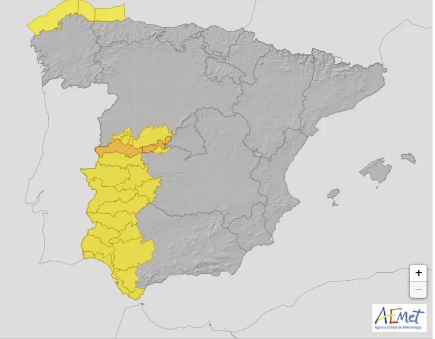 Mapa de la alerta de Nivel Amarilol 