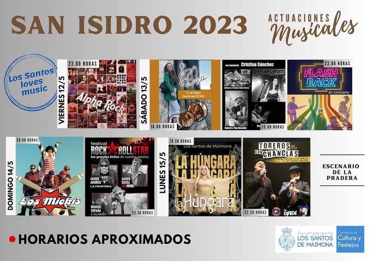 Cartel de los conciertos durante San Isidro 2023