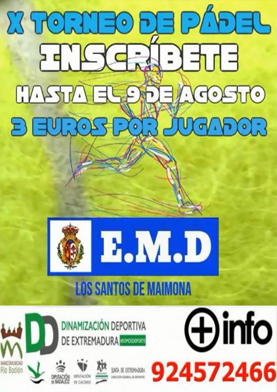 Abierto hasta el 9 de agosto el plazo de inscripción para participar en el X Torneo de Pádel de verano