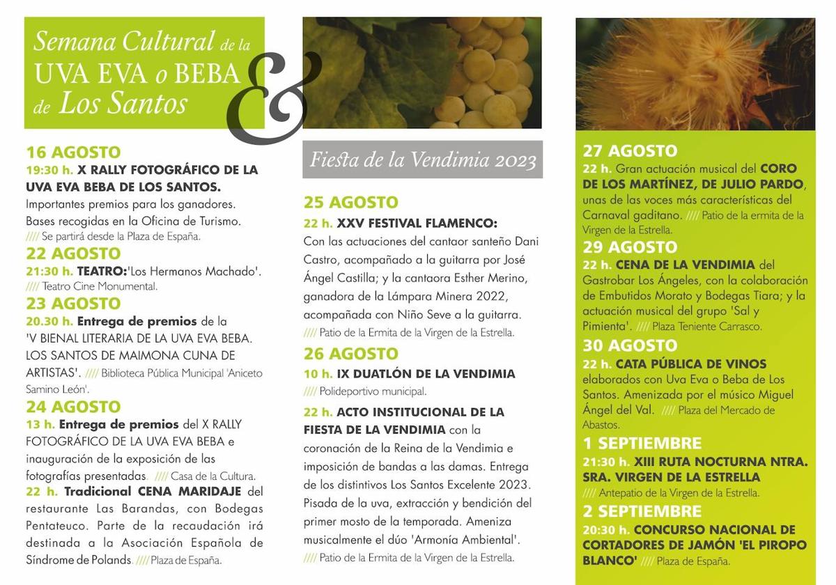 La Semana Cultural de la uva Eba-Beba de Los Santos se extiende del 16 de agosto al 3 de septiembre