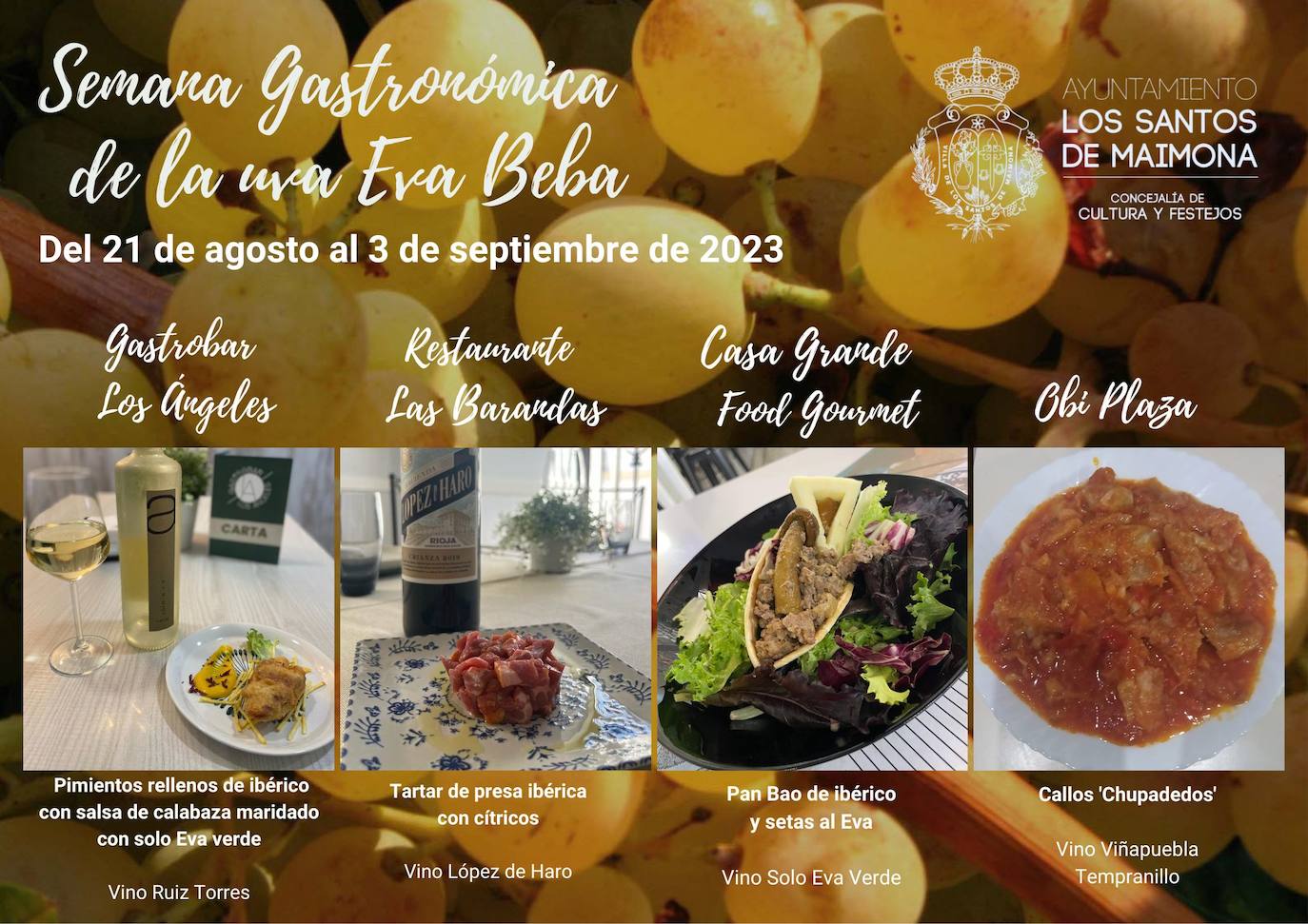 Cartel de la Semana Gastronómica de la Uva Eva o Beba de Los Santos