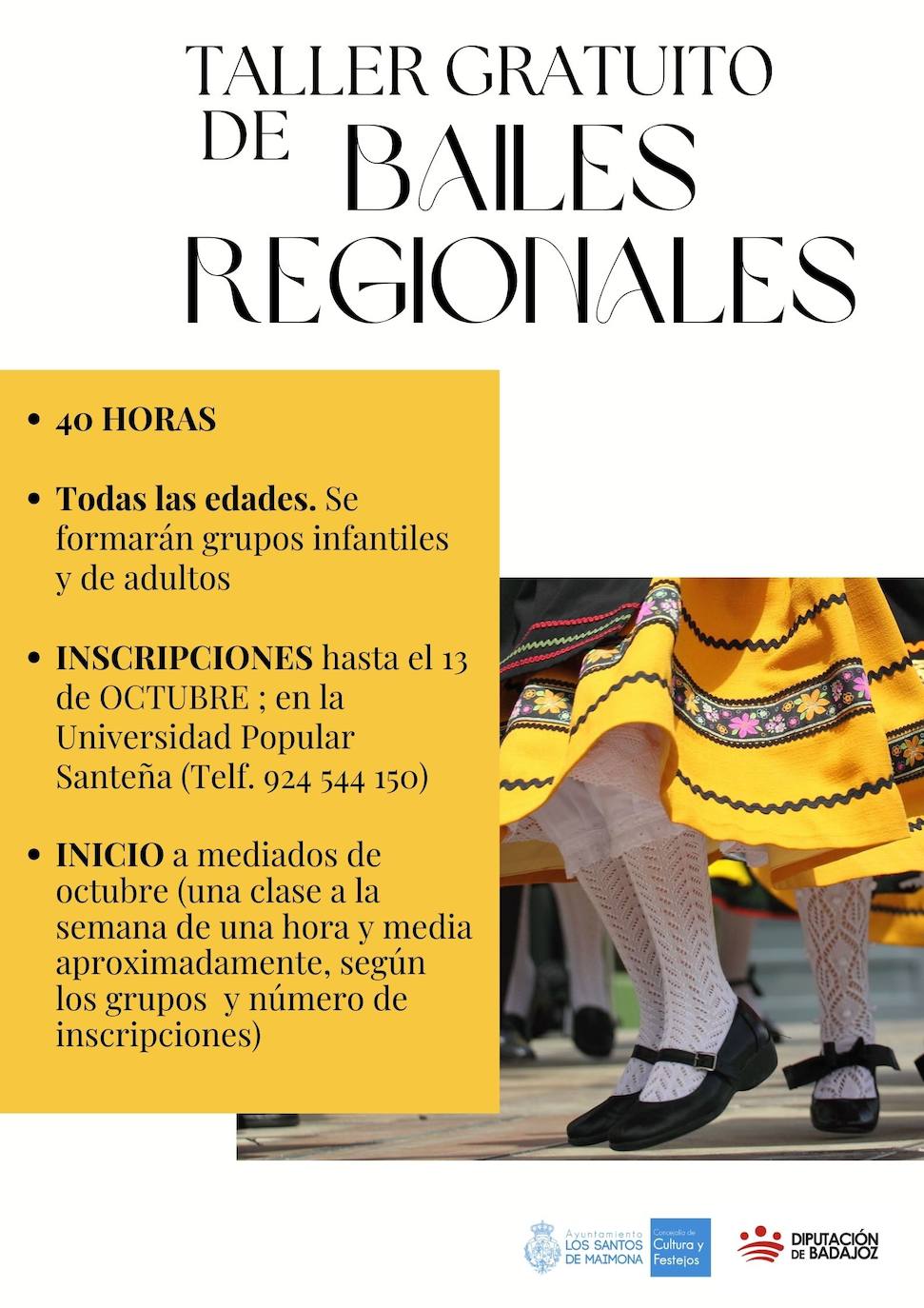 El Ayuntamiento desarrollará un taller gratuito de bailes regionales para todas las edades