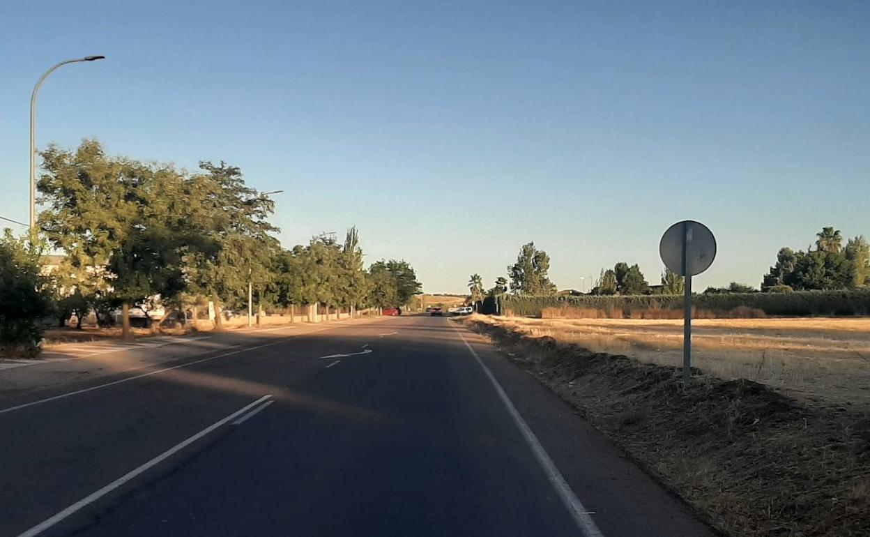 El carril peatonal y bici arranca en el Footing y discurre paralelpo a la carretera 