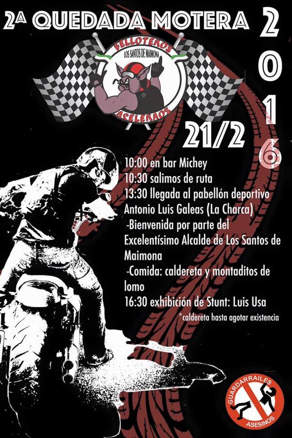 Cartel de la quedada motera de mañana domingo