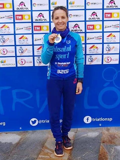 Cara de satisfacción y del deber cumplido tras acabar la prueba y proclamarse campeona de España Élite