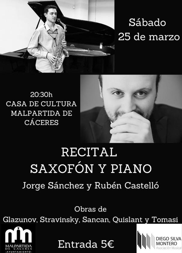 Recital de saxofón y piano a cargo de Jorge Sánchez y Rubén Castelló