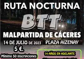 Malpartida de Cáceres organiza la Ruta Nocturna BTT