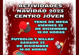 El Centro Joven de Malpartida de Cáceres organiza diferentes actividades en Navidad