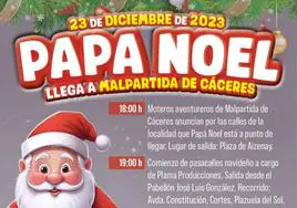 Papá Noel llegará a Malpartida de Cáceres el 23 de diciembre