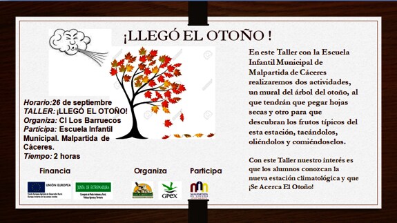 El CI Los Barruecos organiza mañana un taller para la Escuela Infantil Municipal con el tema central de la próxima estación, el otoño