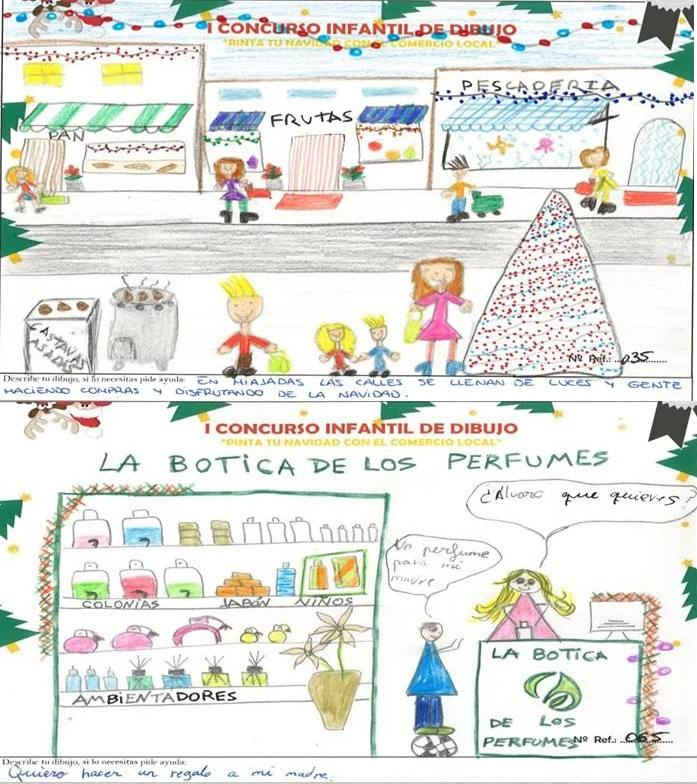 Dibujos ganadores del concurso 'Pinta tu Navidad con el pequeño comercio' / 