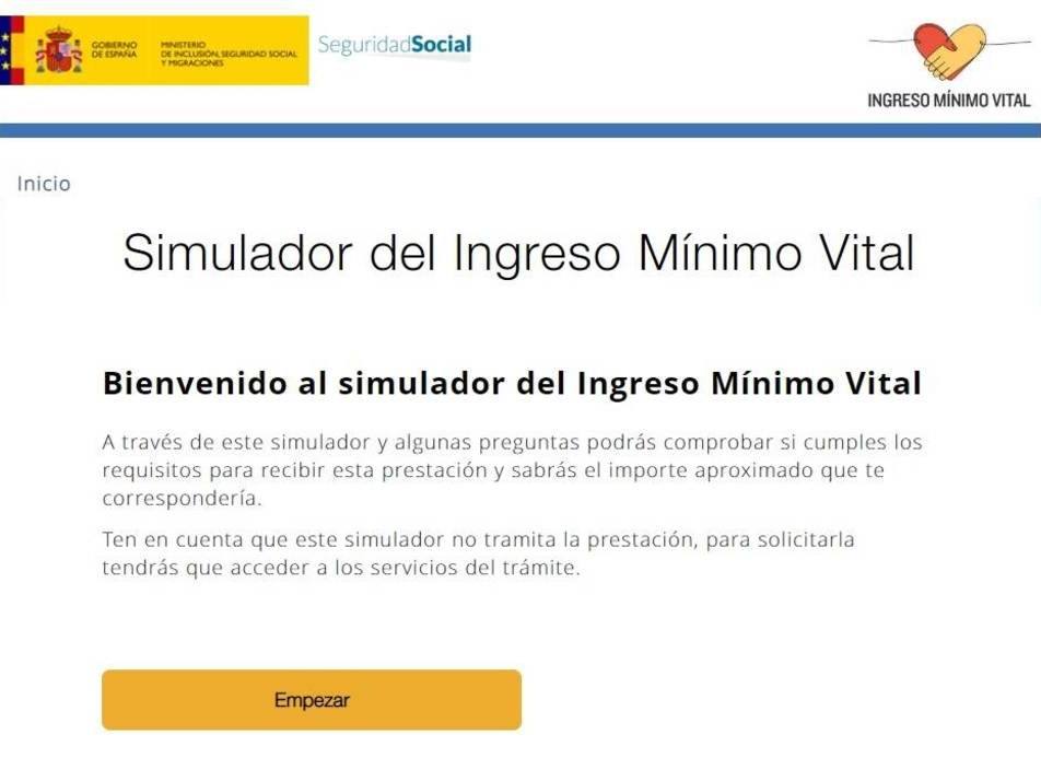 Simulador virtual del Ingreso Mínimo Vital 