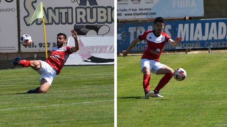 Álex Jiménez (izquierda) y Mati (derecha) en el partido de esta temporada contra Aceuchal 