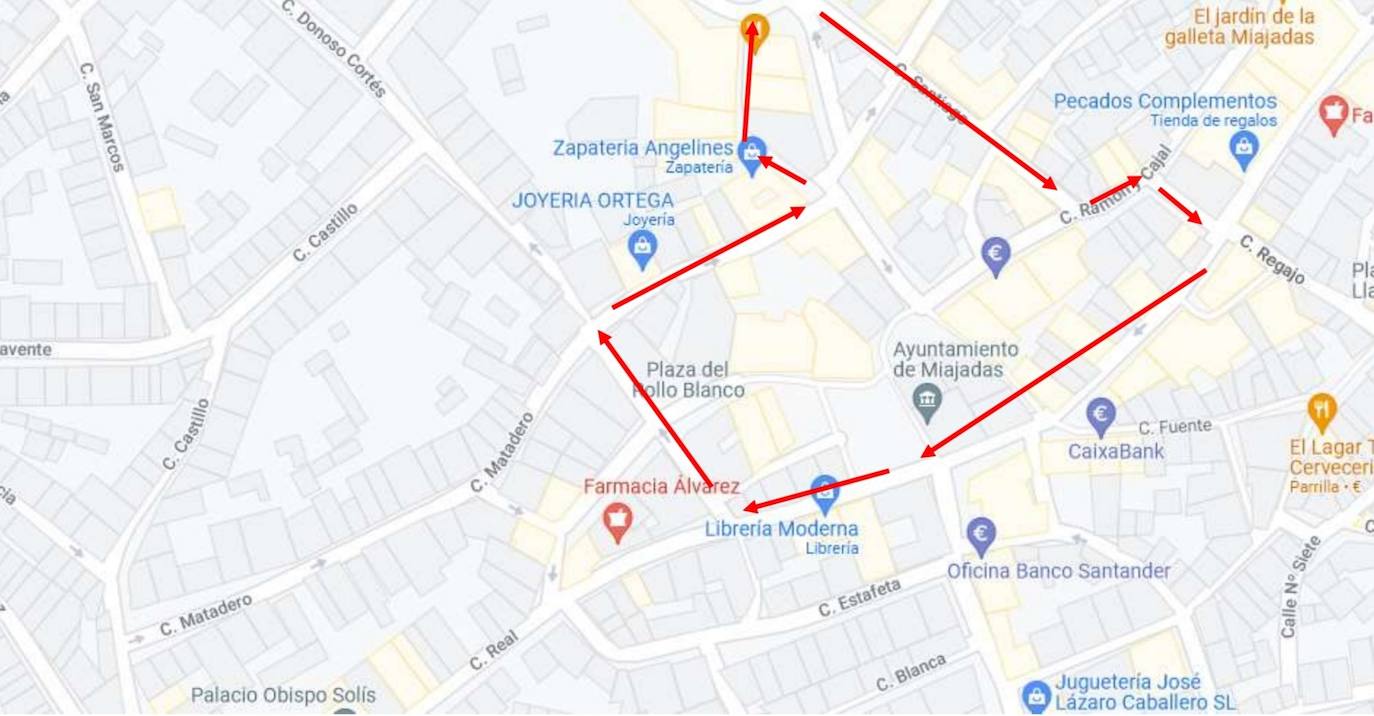 Recorrido de la procesión del Domingo de Ramos 