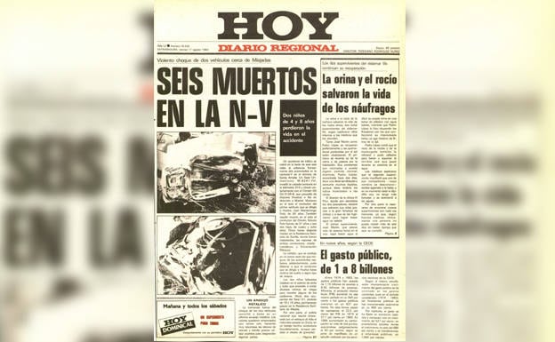 Noticia de primera página portada de la edición del Diario HOY del 17 de agosto de 1984 