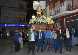 La Imagen de 'La Piedad' en la procesión del Viernes Santo en Miajadas