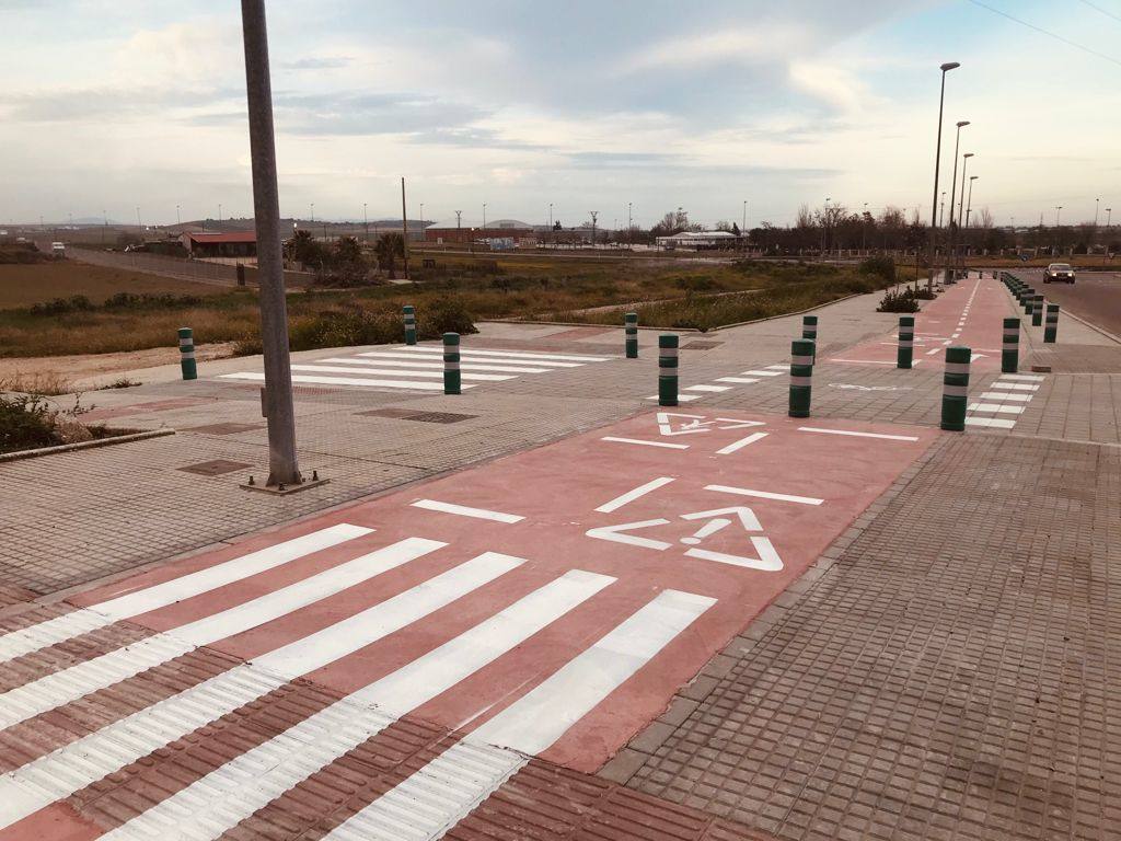 Uno de los tramos carril bici y caminos escolares seguros de Miajadas