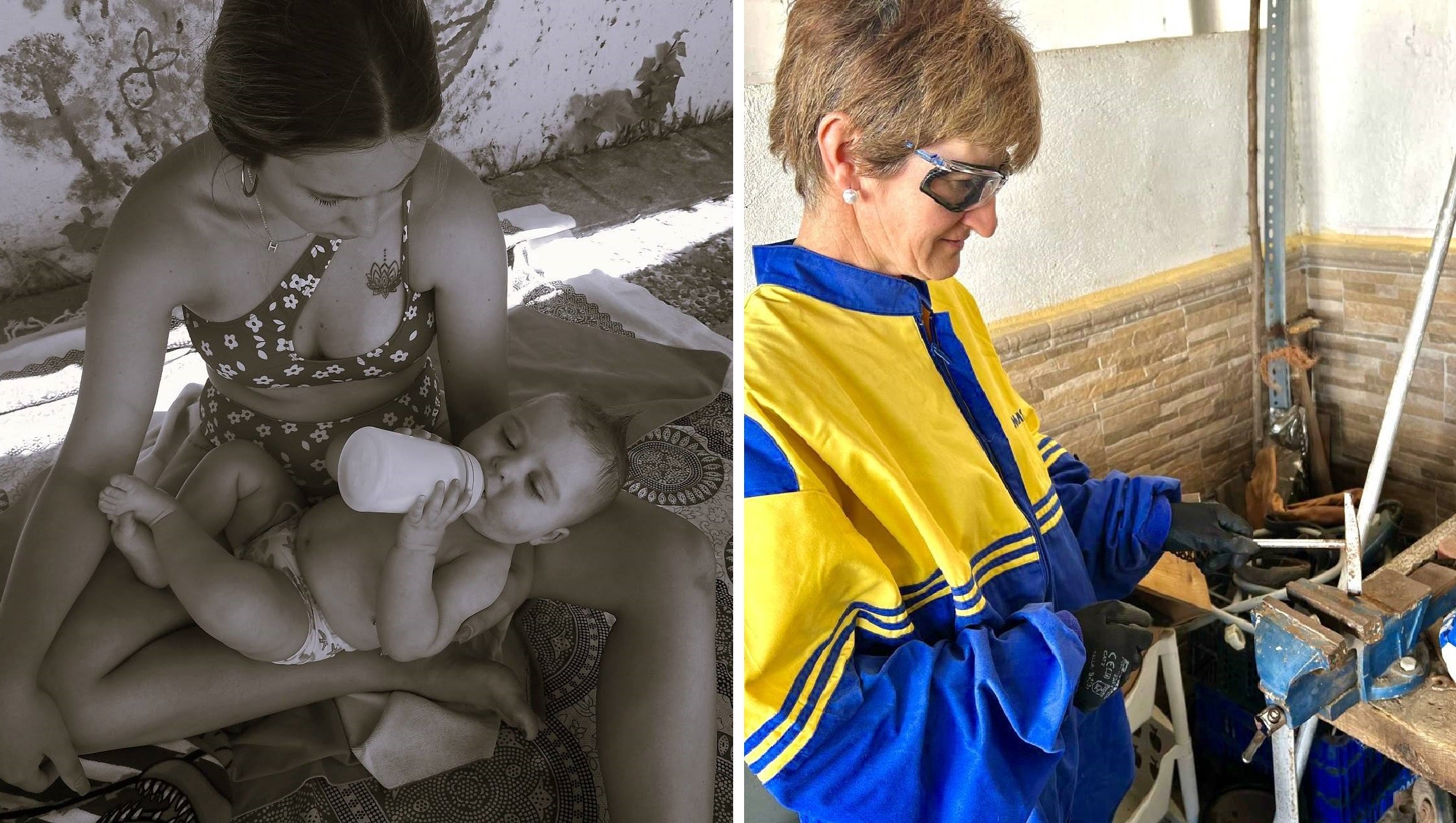 'El Universo sobre mí' y 'Mujer empoderada' (izq. y dcha), segundo y tercer premio.