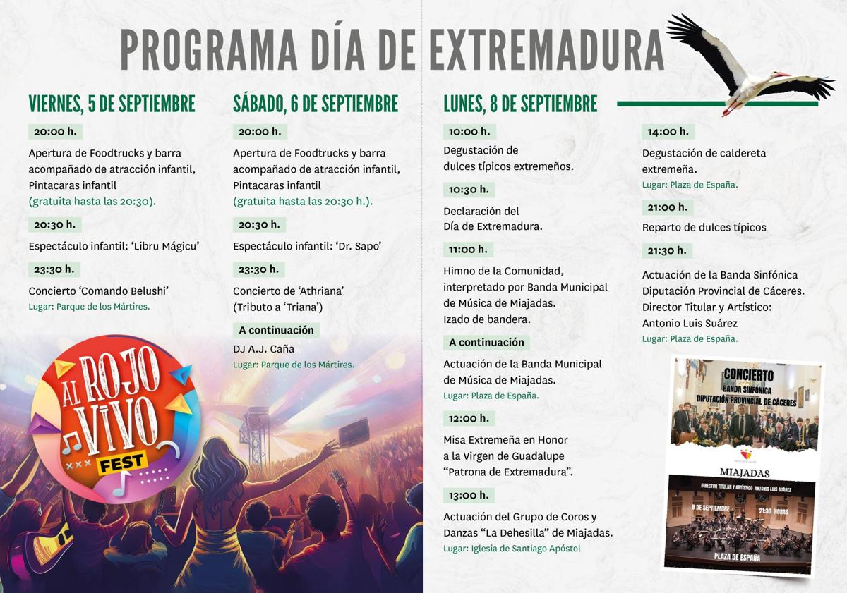 Imagen principal - Miajadas celebrará el Día de Extremadura los días 5, 6 y 8 de septiembre