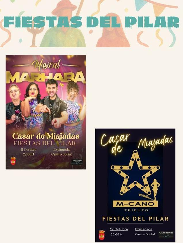 Imagen principal - Casar de Miajadas celebra sus Fiestas del Pilar