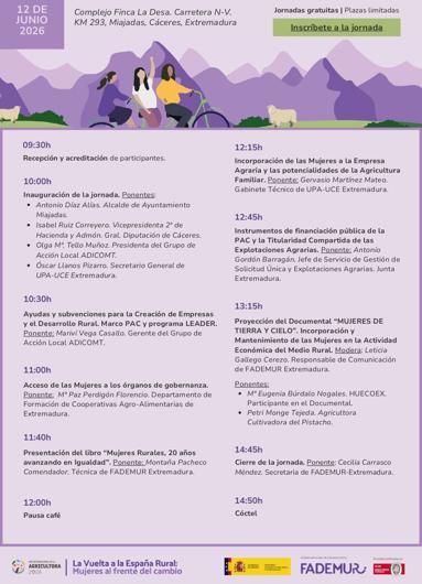 Imagen principal - Más de 100 mujeres se darán cita en Miajadas en la jornada 'La vuelta a la España Rural: Mujeres al frente del cambio', de FADEMUR