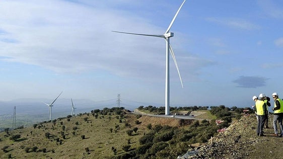 Uno de los dos parques eólicos activos actualmente en Extremadura.