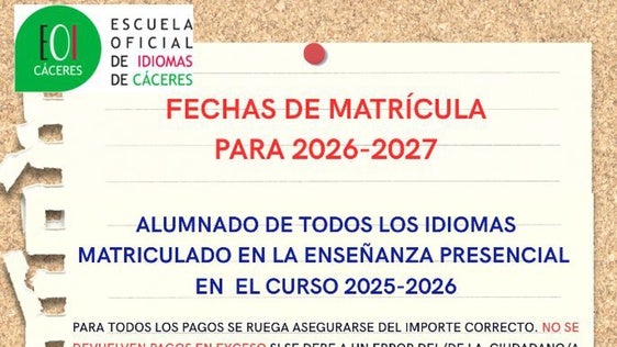 El Aula de Idiomas de Miajadas abre el plazo de matrícula para el curso 2026/2027