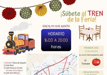 El Tren de la Feria recorrerá el corazón de Miajadas en una edición volcada con la hostelería y la gastronomía local