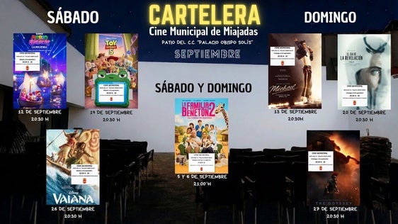 El cine municipal de Miajadas regresa este fin de semana con su programación de septiembre y octubre en el Palacio Obispo Solís