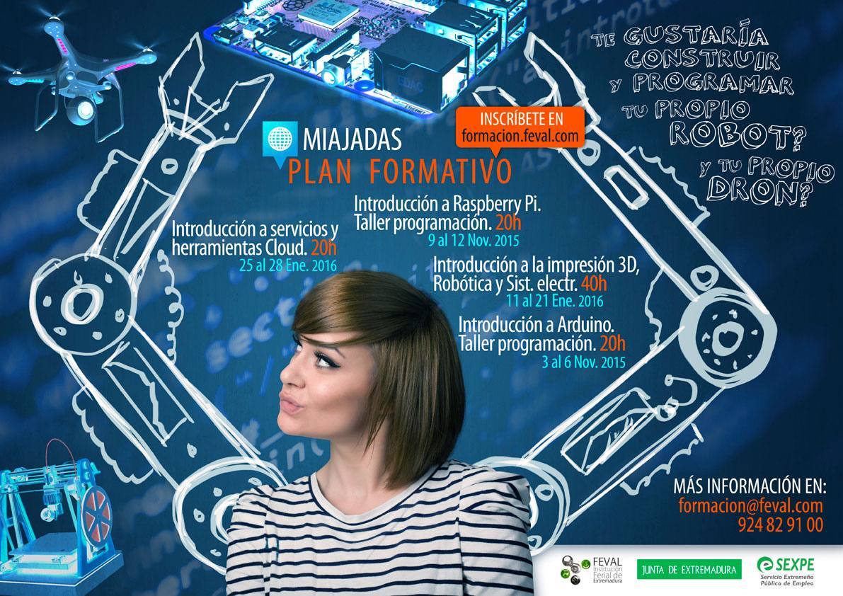 Cartel de los cursos en Miajadas 