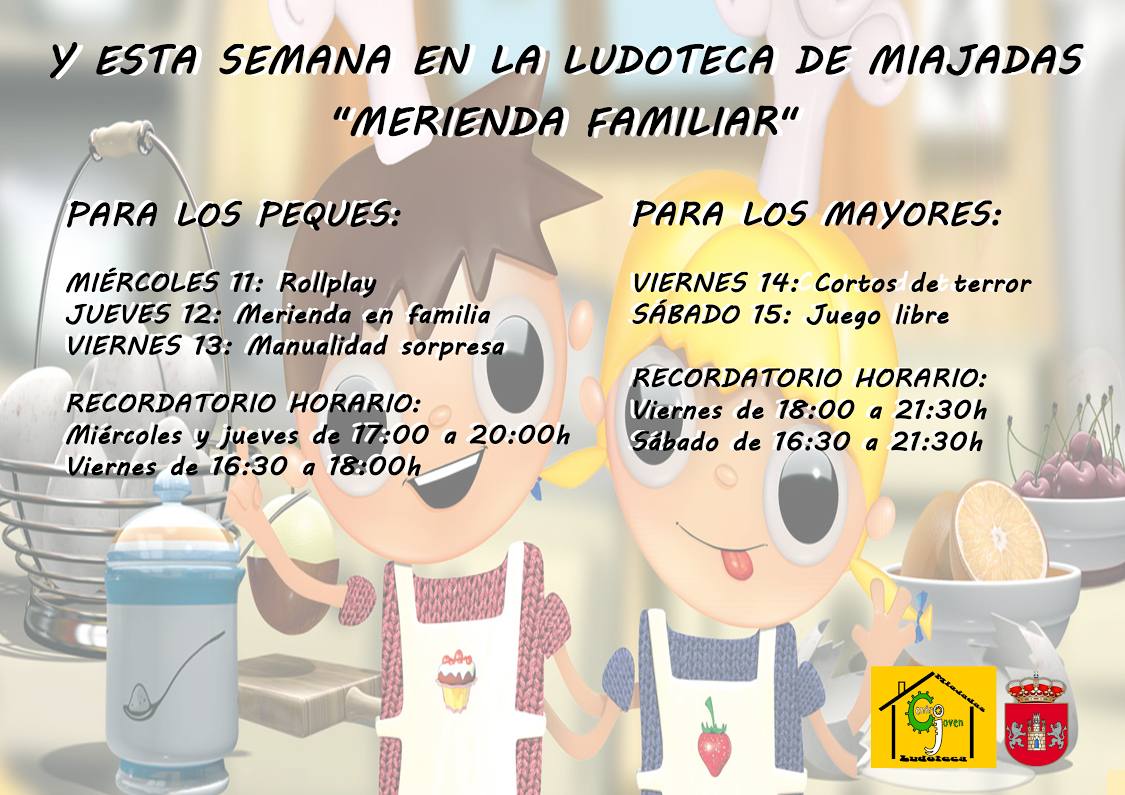 Agenda de la ludoteca para esta semana. 