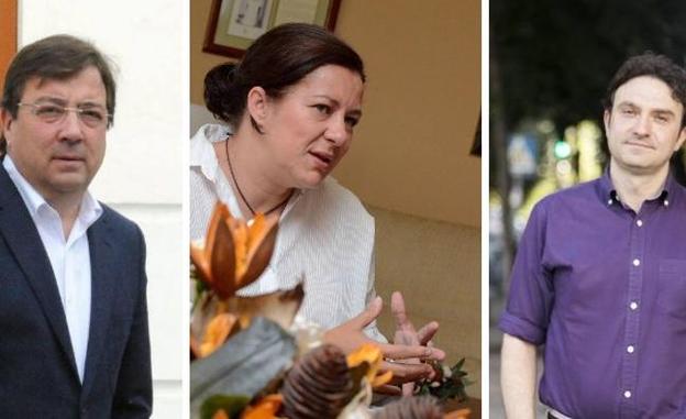 Los tres candidatos a la secretaría general del PSOE de Extremadura. 
