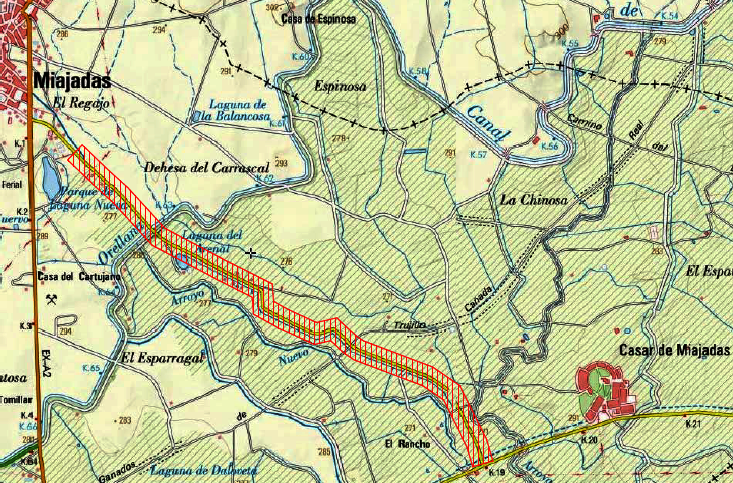 Tramo del camino en el que se ejecutarán las obras. 