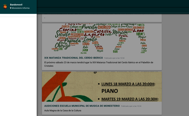 Vista del servicio desde la web 