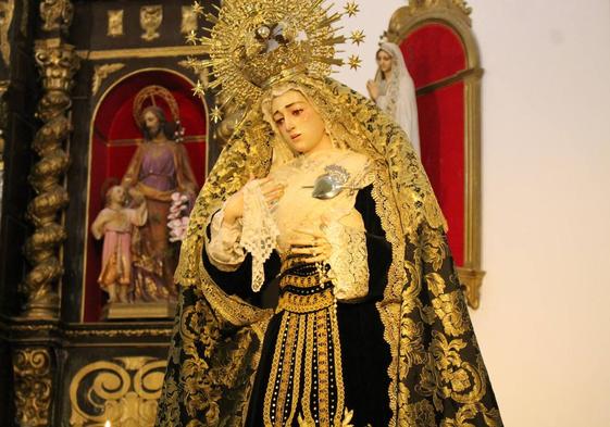 Imagen de la Virgen de la Soledad, que si el tiempo lo permite, procesionará este Viernes Santo en Monesterio