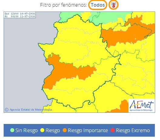 Se extiende la alerta amarilla por altas temperaturas al sur de Badajoz