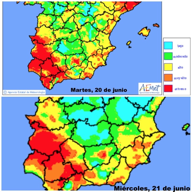 El sur de Extremadura, en riesgo extremo de incendio forestal