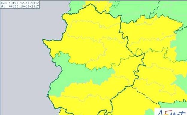 Mapa de alerta de la AEMET para hoy martes 