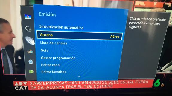 Configuración de  la emisión en una televisión 