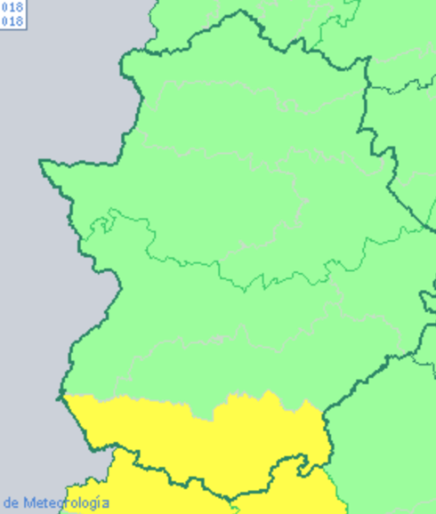 El sur de Badajoz está hoy en alerta amarilla por la previsión de lluvias y tormentas