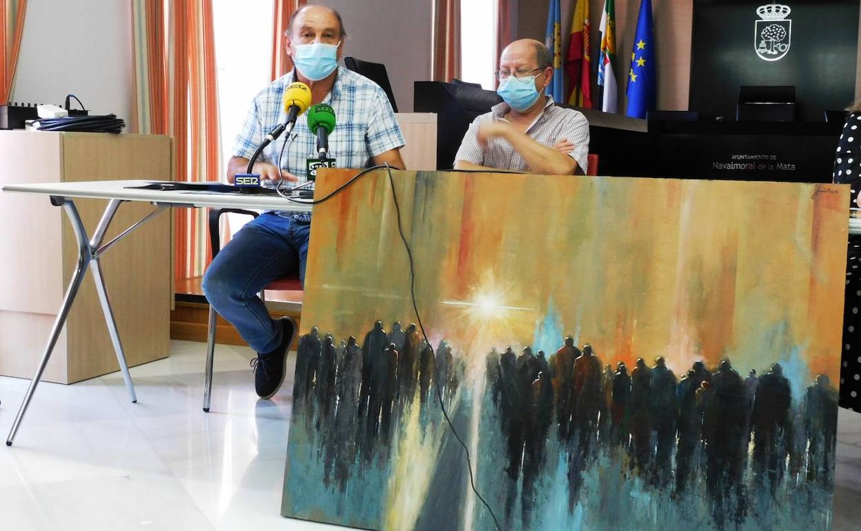 Juan Núñez y Joaquín Rodríguez en la presentación del cuadro 