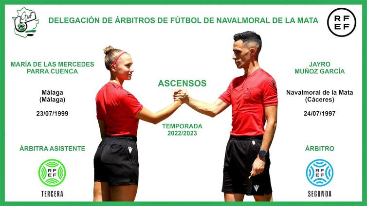 Jayro Muñoz García asciende a 2ª RFEF y Mercedes Parra Cuenca a 3ª RFEF