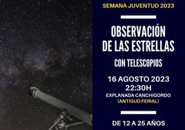 El Canchigordo acogerá una noche de observación de estrellas para jóvenes