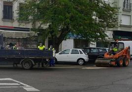 Trabajos de bacheo durante la pandemia